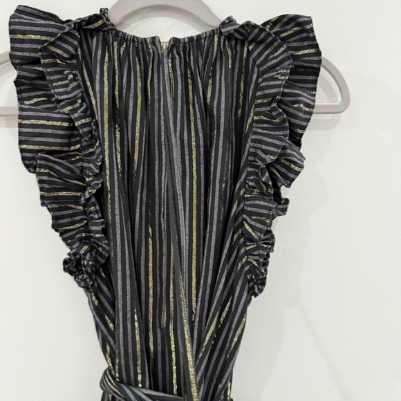 Ulla Johnson Jumpsuit Simka Wide Leg in Midnight Stripe Gold Metallic - Picture 9 of 13